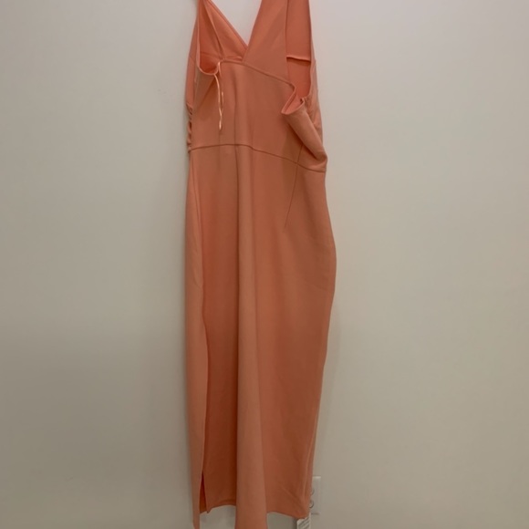 NWT Abercrombie and fitch Asymmetrical Ruched Maxi Dress in coral Size: Large - Picture 6 of 8